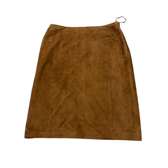 Lauren Ralph Lauren 100% Suede Camel Skirt Size 10 - Picture 1 of 6